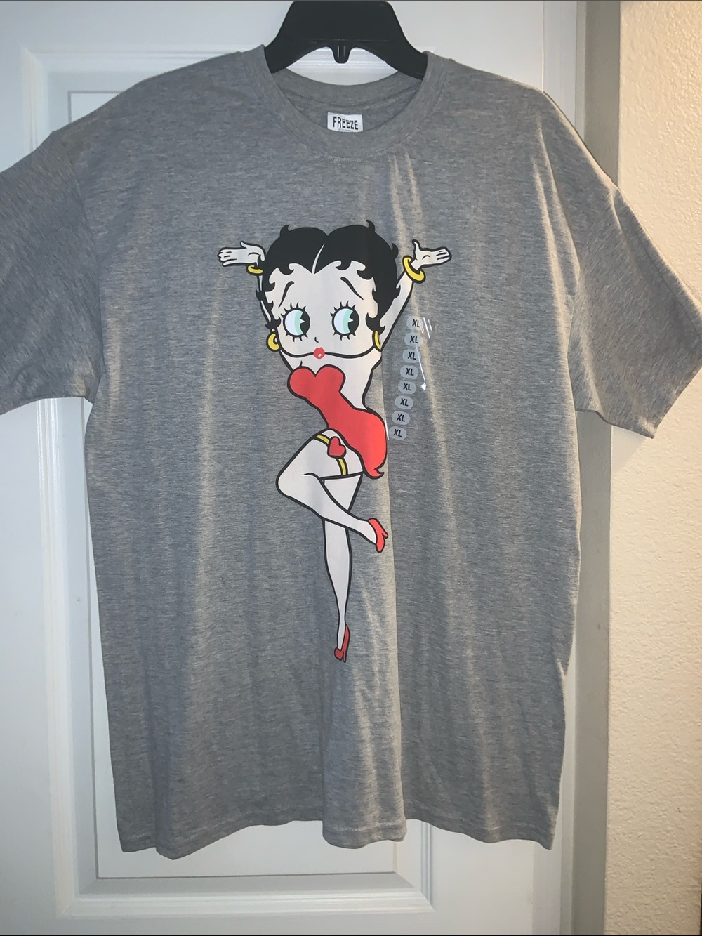 Freeze Grey Betty Boop Graphic Tee with Red Accents